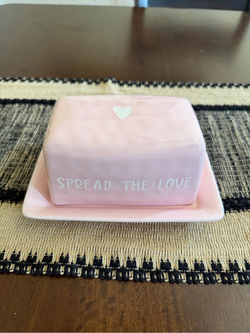 Pink Ceramic Butter Dish - 'Spread The Love'